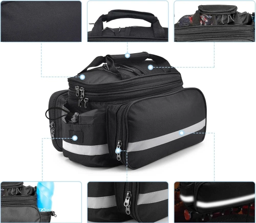 Wasserdichte Fahrradtasche für den Kofferraum 27L | Fahrradtasche mit Regenhülle und Reflektoren | Robuste 3-in-1 Fahrradtasche | ZTB-670