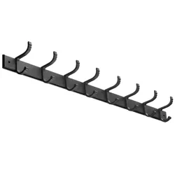 Wandhaken mit verschiebbaren Haken | Metallischer Badezimmer-Wandhaken | Kleider- oder Handtuchhalter | QH-8G-GREY