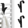 Handtuchhaken für Bad | Halterung zur Befestigung am Heizkörper | Haken-Set | schwarz | PG-Y03-BLACK