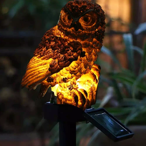 Solar-Gartenlampe LED Eule | 42 cm, 600 mAh | FLD-18-BROWN