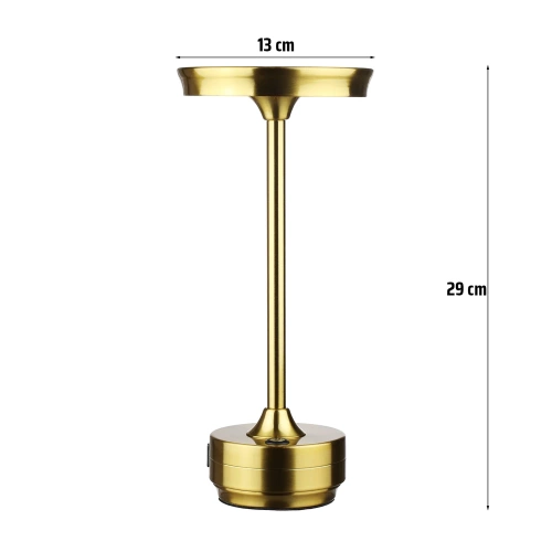 LED-Tischleuchte mit integriertem Akku | Nachttischleuchte mit drei Lichtfarben | Stimmungslicht für Hotel, Restaurant | gold | HJA30-GOLD