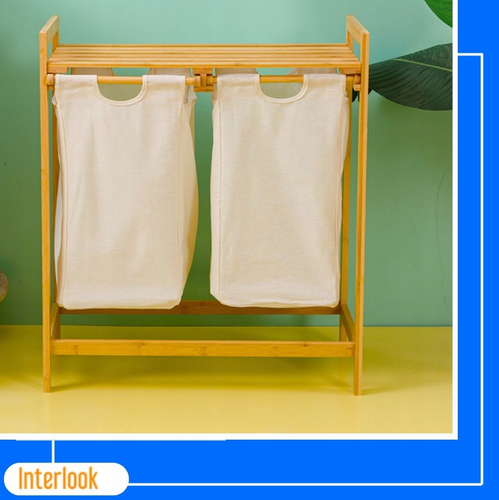 Wäschekorb mit Schrank | doppelt | Bambus | NZ-2BS-Bamboo