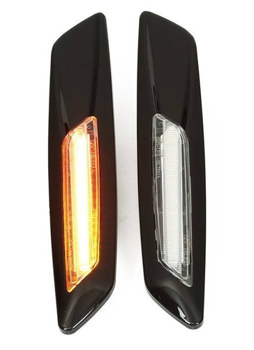 LED-Seitenblinker | klare Linse, schwarzes Gehäuse | statisch | BMW E90 E91 E92 E93, E60 E61, F10, E81 E82 E87 E88 | PLCBD004B