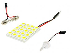 LED-Panel | 20 SMD 5050, 4x5, inkl. Adapter W5W, C5W, T4W |
