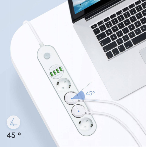 Steckdosenleiste 4 Steckdosen + 4 USB-Anschlüsse | Verlängerungskabel 1,8 m | LH-4423
