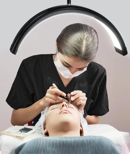Tätowierstudio-Lampe | Schattenfreie LED-Kosmetiklampe | Bodenlampe für Kosmetiksalons, Wimpern- und Nagelstyling | EPT-135-WEISS