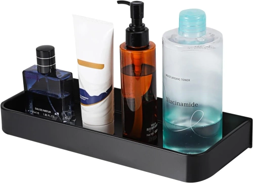 Badezimmerablage für Waschbecken | Länge 40 cm, Duschspender | schwarz | BSU-L40CM-B