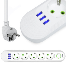 Steckdosenleiste 5 m | 5 Steckdosen + 3x USB | weiß | LH-F05U