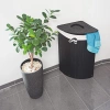 Schwarzer Wäschekorb | Bambus-Spielzeugkiste | Holzwäschekorb | Einzelkorb für Wäsche im Badezimmer | Eckkorb | AYL-60L-BLACK