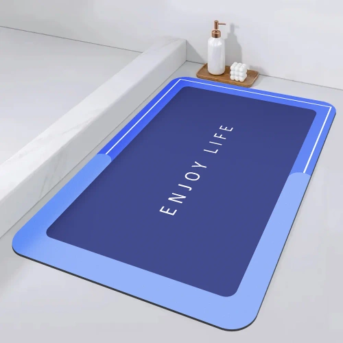 Badezimmermatte | schnelltrocknender, rutschfester Badteppich | blau | GZN-640-BLUE