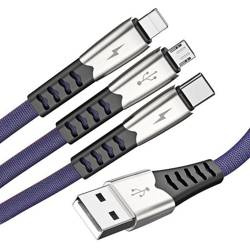 3-in-1 verstärktes USB-Kabel für Telefon - Micro USB, Type-C, Lightning (iPhone) | UC-009