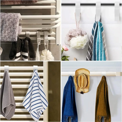 Handtuchhaken für Bad | Befestigung am Heizkörper, Radiator | Haken-Set | weiß | PG-Y03-WHITE