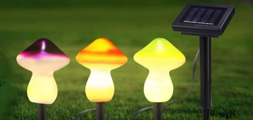 Garten Solar-LED-Lampe Pilze 3 Stück | 22 cm, 600 mAh | FLD-19-W