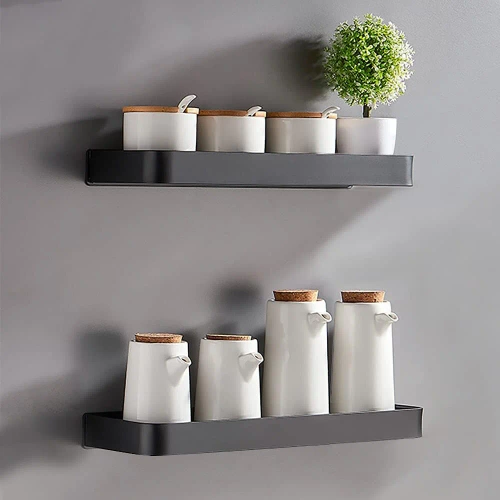 Badezimmerablage für Waschbecken | Länge 40 cm, Duschspender | schwarz | BSU-L40CM-B