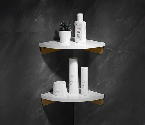 Eckregal Badezimmer | Marmor Kosmetikregal | TBD-211-WEISS