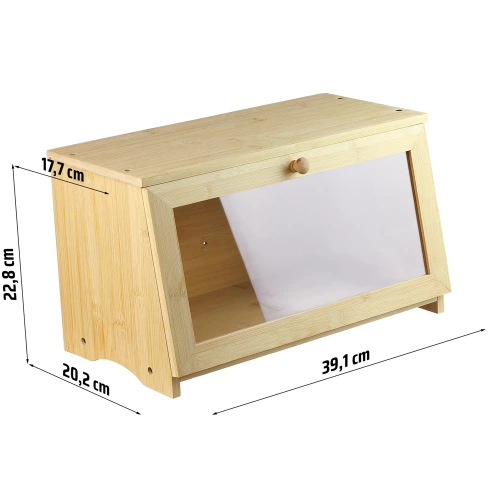 Bambus Brotkasten | Holzbehälter für Brot, Brötchen, Gebäck | Lebensmittelbehälter, Vorratsdose | FC-B023
