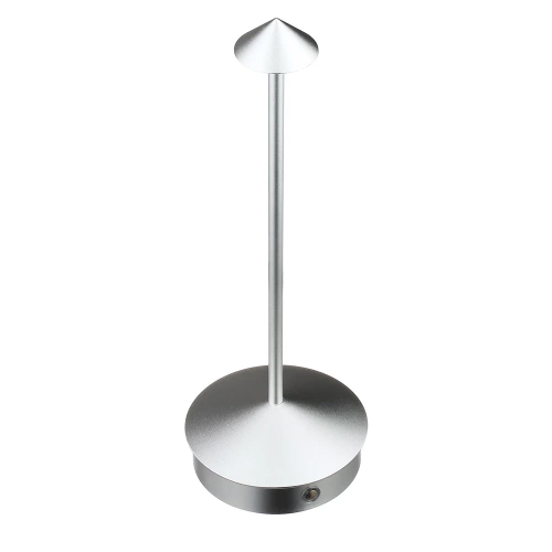 LED-Tischleuchte mit integriertem Akku | Nachttischleuchte mit drei Lichtfarben | Stimmungsleuchte für Hotel, Restaurant | silber | HJA32-SILVER