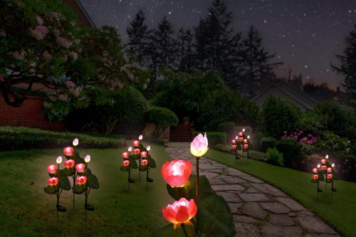 Solarblume | Solar-LED-Gartenlaterne Lotus, Seerose | 72 cm, 600 mAh | FLD-25-PINK