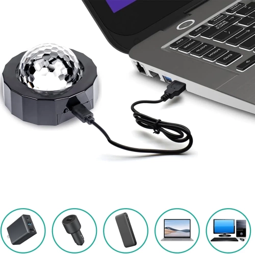 Mini-Disco-Kugel | Kabellos | USB | Für das Auto und Zuhause 