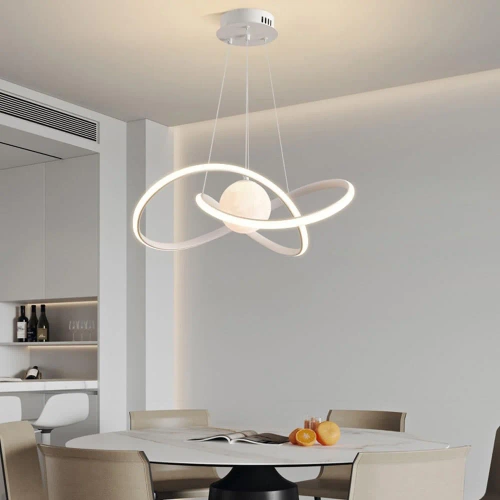 Hängende LED-Lampe 60W | Stilvolle Lampe mit 3D-Mond | RLT-50CM-60W-W