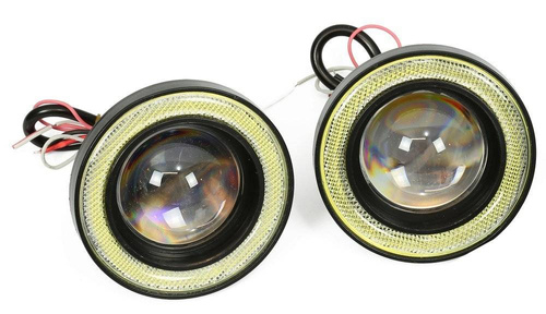 LED890 | 2-tlg. - Nebelscheinwerfer-Set mit eingebauten Angel Eyes LED DRL-Ringen | Tagfahrlicht | rund ø 89 mm