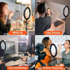 4-in-1 | Ringlicht 260 mm | Einstellbares Stativ 210 cm | Netzladegerät WA-001 | Bluetooth iOS / Android Fernbedienung | SENY 260T