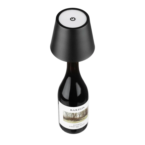 LED-Tischlampe mit eingebautem Akku | Tischlampe zum Aufstecken auf eine Flasche | HJA45-SCHWARZ