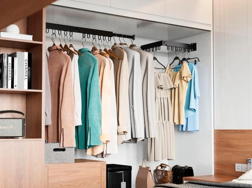 Ausziehbarer Kleiderständer | klappbarer Wäscheständer, Wandstange mit Haken | schwarz | LYJ-D60-BLACK