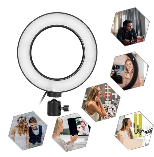 16 cm LED-Ringlicht mit 25 cm Stativ | Kompaktes Set für Make-up, Streaming und Fotografie |