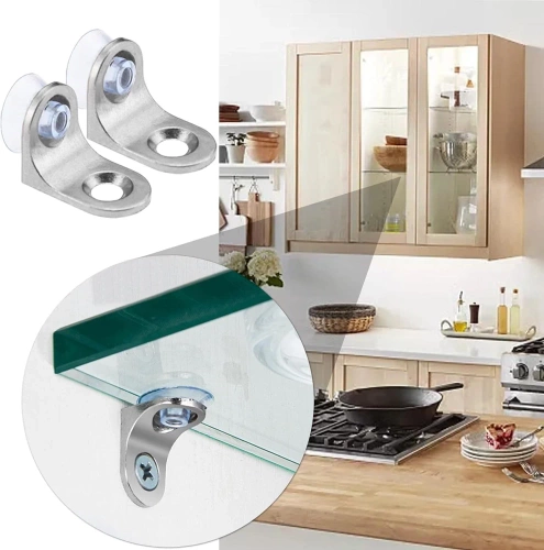 Regalhalterung | Glasregalstützen | Set mit 10 Stück Regalstützen | FB-A15-SILVER