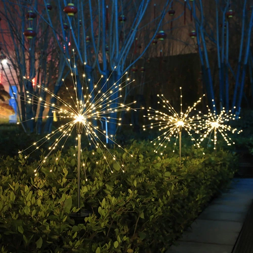 Solar-Gartenlaterne LED-Feuerwerk | 84cm, 600mAh, 200 LED-Lichter | LFW-B200-Warm