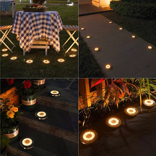Solar Bodenleuchte, Gartenleuchte, Einbaustrahler | 16 LED | Edelstahl | ⌀ 11,5cm | YNG-16LED-WC