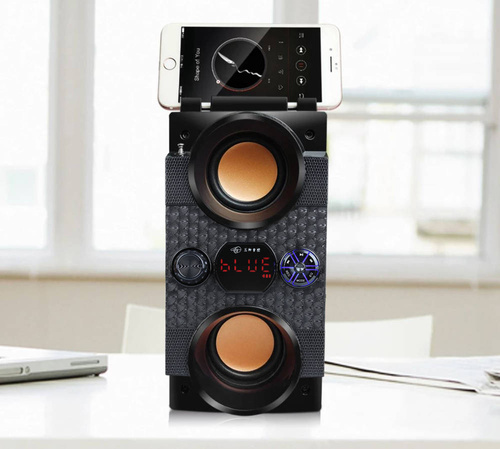 Tragbare Bluetooth-Säule | 4 Lautsprecher, Holzgehäuse | Mikrofoneingang und "Karaoke"-Modus | SP-A25