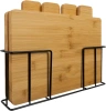Schneidebrett-Set aus Holz und Bambus | mit Ständer | 4-in-1 Servierbrett-Set | NFS-4in1