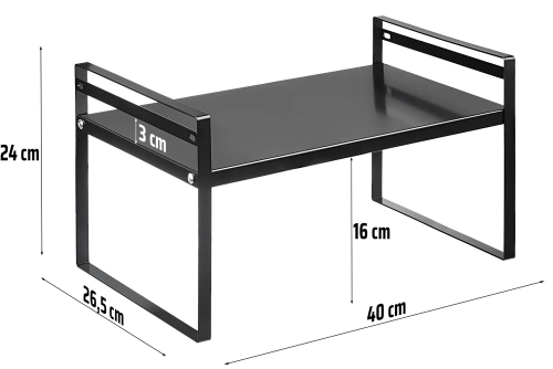 Badezimmerregal für Kosmetika | Metallständer 40 cm | Gewürzregal freistehend | MSK-L40CM-B