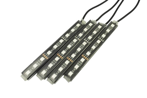 RGB-LED Innenbeleuchtung Auto | Ambientebeleuchtung Auto Atmosphäre Licht | Wasserdicht | Strip mit Zigarettenanzünder | 4x LED-Streifen 9 LEDs 5050 | IR-Fernbedienung