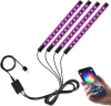 RGB-LED-Autoinnenbeleuchtung über USB | Bluetooth-Verbindung mit der Anwendung auf dem Telefon | 4x LED-Streifen 12 Dioden 5050 22cm | IR-Fernbedienung | Musikmodi 