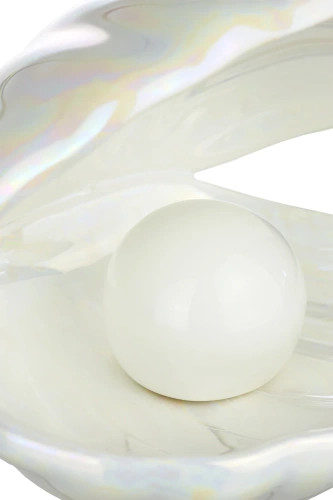 Keramik-LED-Lampe | Muschelförmige Nachtlichtlampe | Kabellose Tischlampe | BKD-140-WEISS