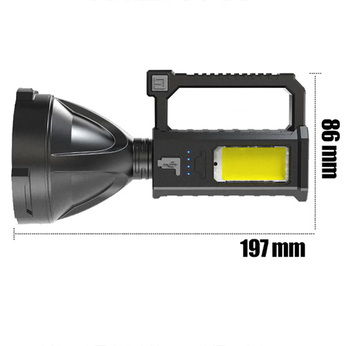 Multifunktions-LED-Taschenlampe mit Suchscheinwerfer, integriertem Akku und universellem Ständer | 1000lm, 4 Leuchtmodi, bis zu 8 Stunden | TL-832-SCHWARZ