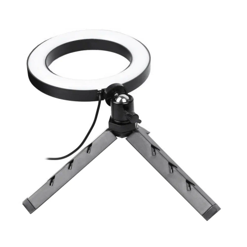 LED-Ringlicht | 16 cm mit Stativ 25 cm | Kompaktset für Make-up, Streaming und Fotografie