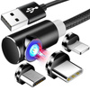 3-in-1 2M | Magnetisches Winkelkabel | 3 Anschlüsse - Micro, Type-C und Lightning | Quick Charge 3.0 | AM51