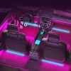 RGB-LED-Autoinnenbeleuchtung über USB | Bluetooth-Verbindung mit der Anwendung auf dem Telefon | 4x LED-Streifen 12 Dioden 5050 22cm | IR-Fernbedienung | Musikmodi 