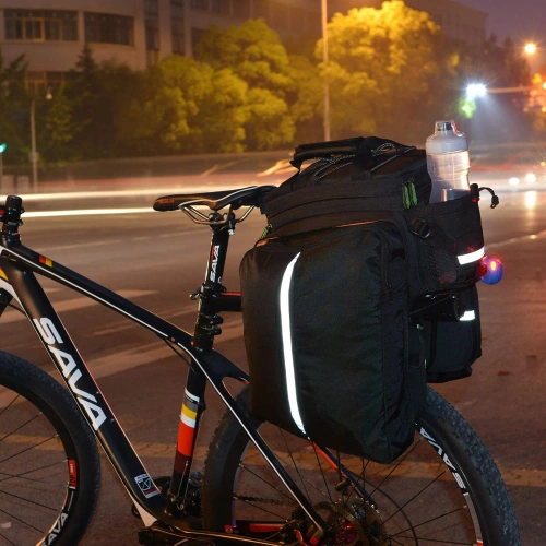 Wasserdichte Fahrradtasche für den Kofferraum 27L | Fahrradtasche mit Regenhülle und Reflektoren | Robuste 3-in-1 Fahrradtasche | ZTB-670