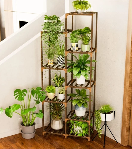 Holzblumenständer für Töpfe | Pflanzenständer | Blumenregal | NZ252-BAMBOO