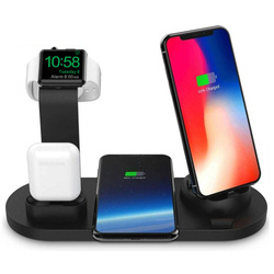Ladegerät | QI-Dockingstation für Apple iPhone, AirPods, Watch | kabelloses Laden 15 W | 3 Anschlüsse: USB-C / Lightning / Micro USB | WD-02