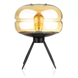 Stilvolle Nachttischlampe mit Glaslampenschirm | Moderne Glas-Tischlampe | BH-233-BROWN