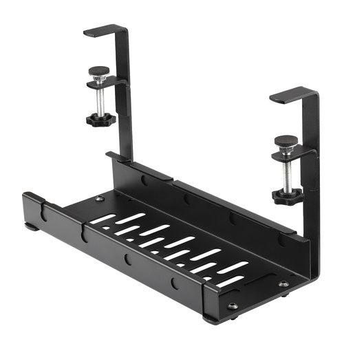 Verstellbarer Kabel-Organizer für Schreibtischunterbau 29-53 cm | Korb, Führung, Halterung | Schwarz | CWT-O3