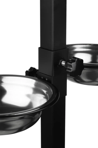 Doppelnapf für Futter und Wasser | Schalen auf höhenverstellbarem Gestell für Hund oder Katze | LDB-2ML-BLACK