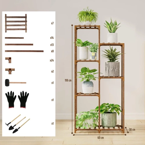 Holz Blumenständer für Töpfe | Pflanzenständer | Blumenregal | NZ238-BAMBOO
