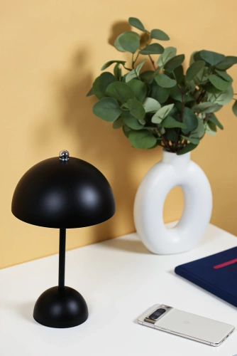 Tischleuchte | kabellose Nachttischleuchte mit drei Lichtfarben | schwarz | HJA27-1-BLACK